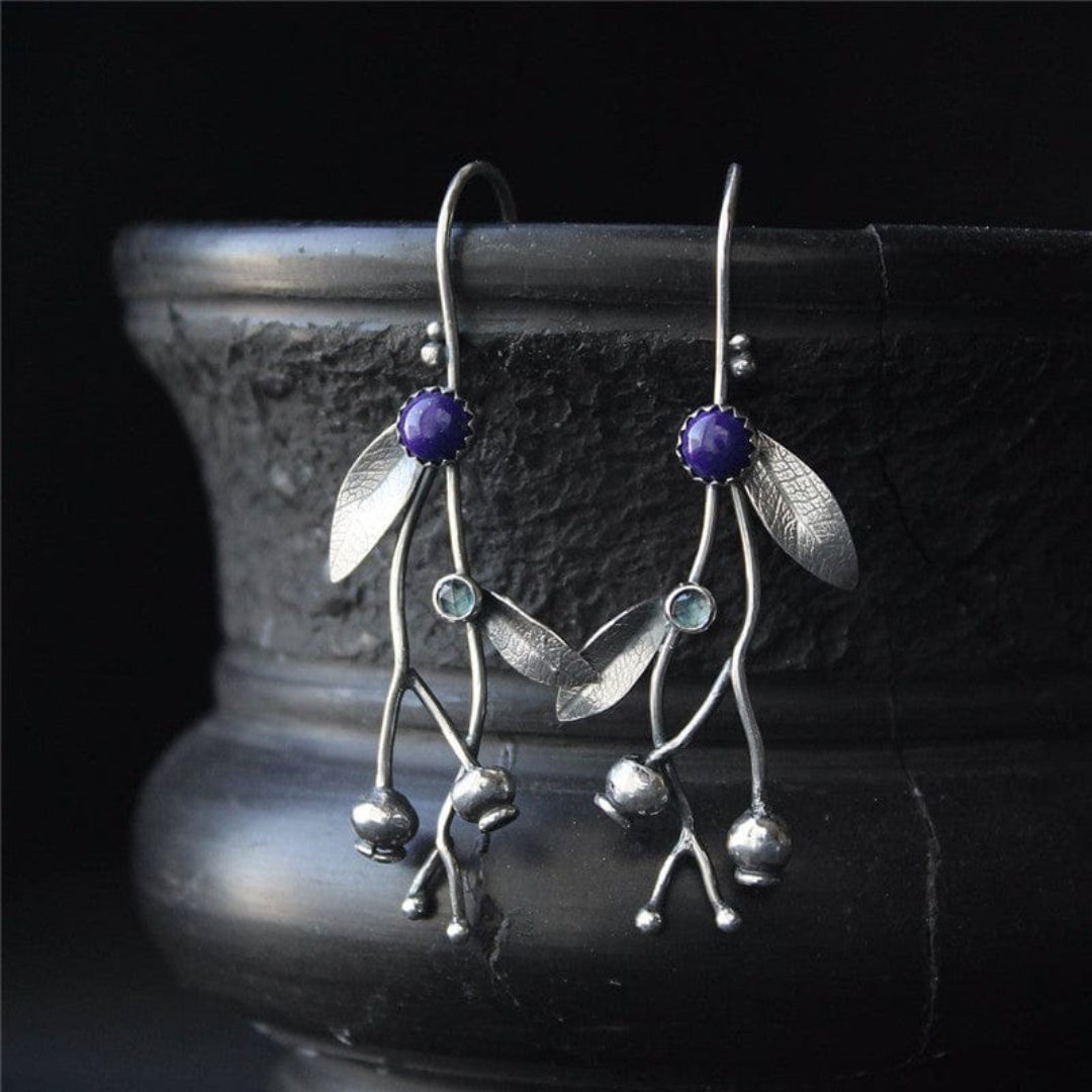 Boucles d'oreilles feuilles en argent sterling