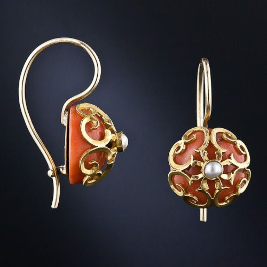 Boucles d'oreilles creuses vintage en or rouge