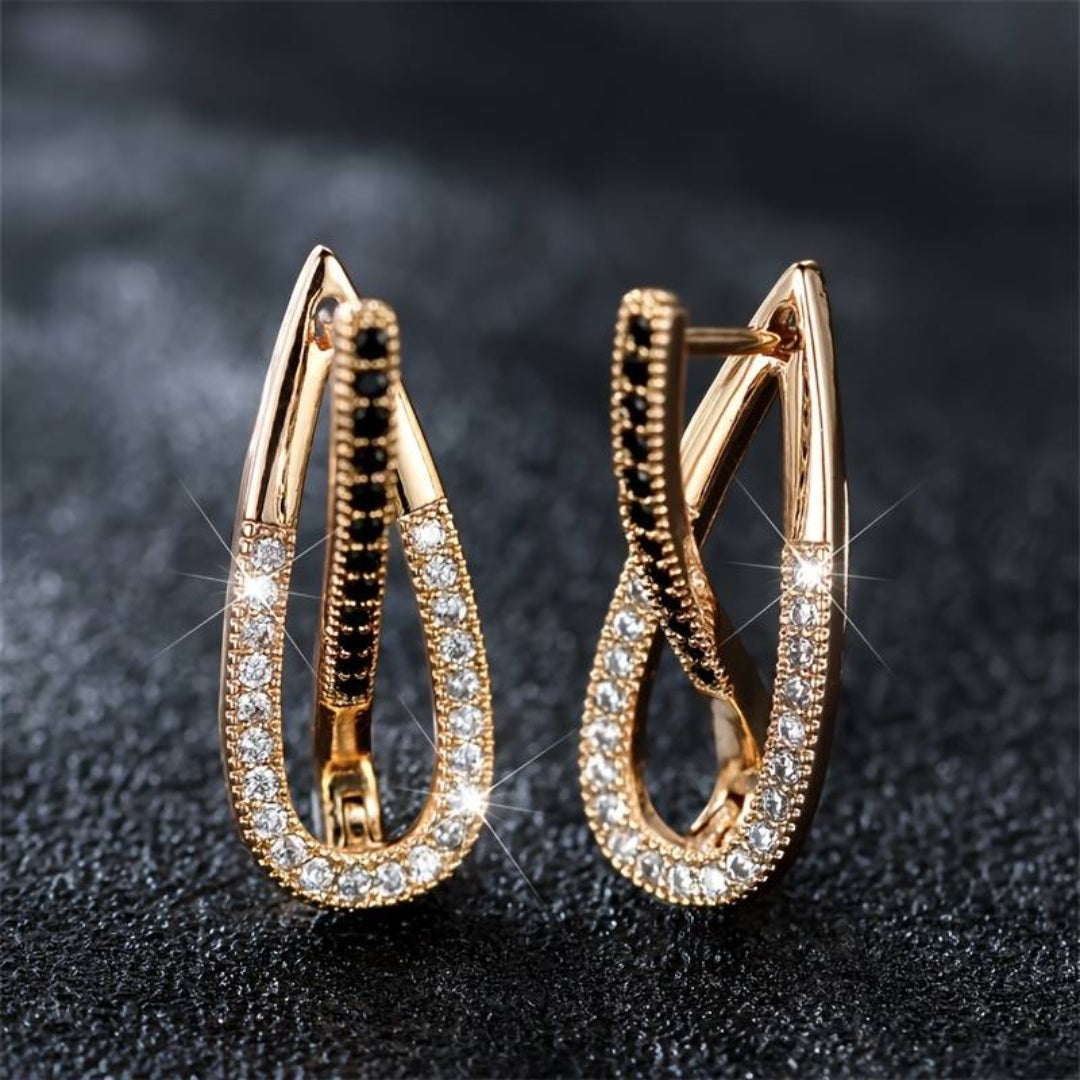 Boucles d'oreilles élégantes noires brillantes