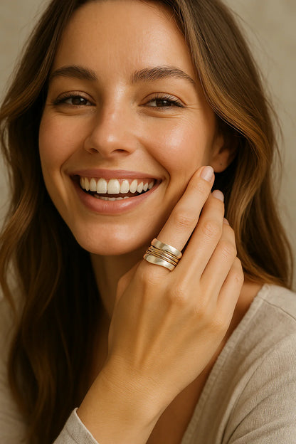 Bague en argent avec fils d'or