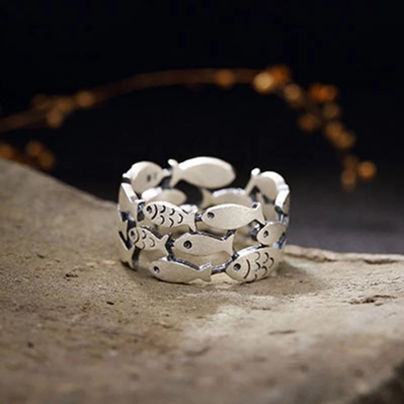 Bague poisson en argent