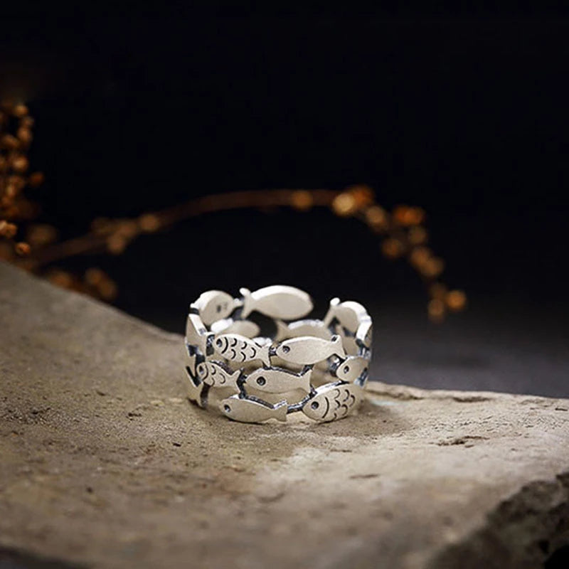 Bague poisson en argent