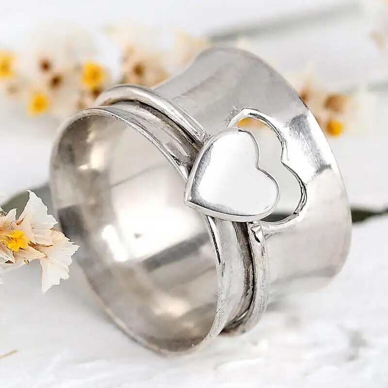 Bague Creuse Vintage En Argent Herz